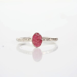 October Birthstone Ring, Dainty Birthstone Ring, Pink Tourmaline Sterling Silver Ring