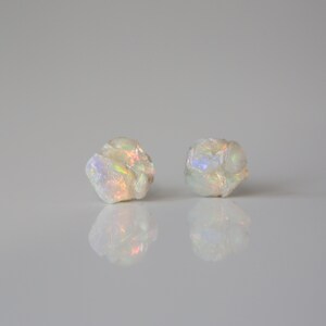 Opal Studs, Raw Australian Opal Silver Stud Earrings, Natural Rough Opal Stud Earrings, Genuine Australian Opal Earrings