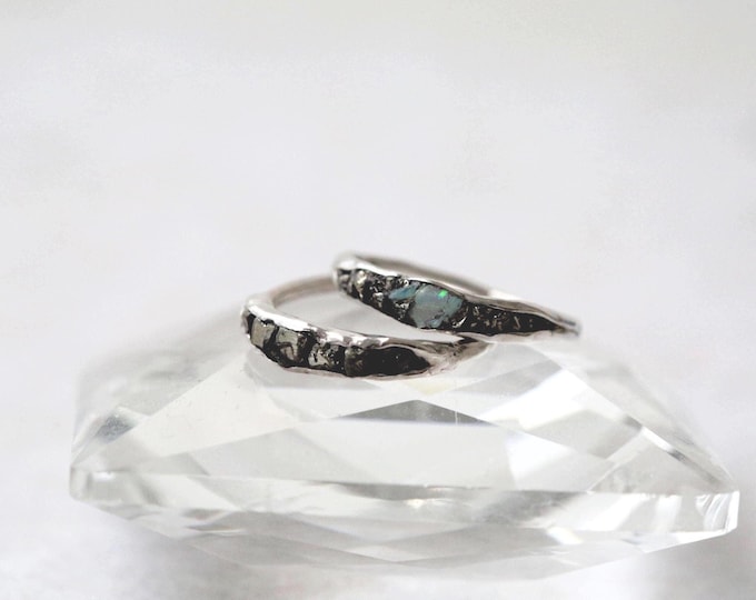Australian Opal and Pyrite Ring Set
