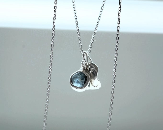 Montana Sapphire Initial Pendant, Sterling Silver Necklace, Personalized Gift