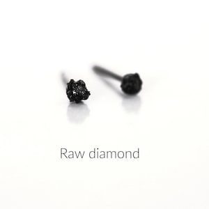 Puces d'oreilles Black Diamond : pierres brutes de 2 mm - tiges en titane