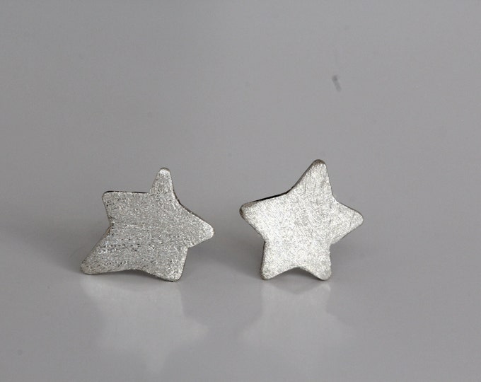 Star Earrings, Wonky Star Earrings, Sterling Silver Earrings, Asymmetrical Earrings