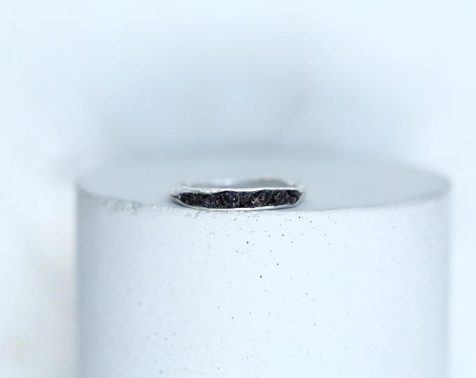 Raw Black Tourmaline Sterling Silver Stacking Ring