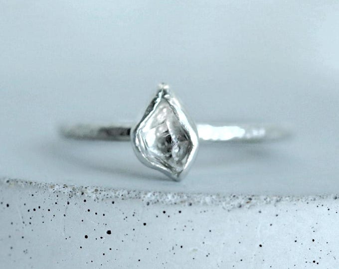 Handmade Herkimer Diamond Sterling Silver Ring, Raw Crystal Jewelry