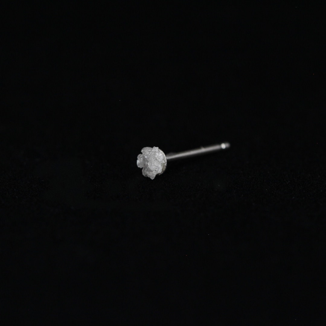 Raw Diamond Earring One Diamond Earring Raw White Diamond Etsy