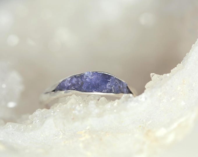 Raw Tanzanite Sterling Silver Stacking Ring - December Birthstone