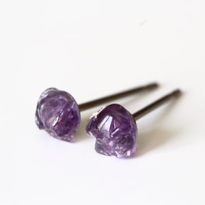 Roher Amethyst Ohrstecker: Titanium Post, Februar Geburtsstein