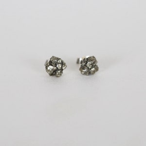 Raw Pyrite 4mm Silver Stud Earrings, Pyrite Earrings, Raw Stone Studs, Edgy Earrings