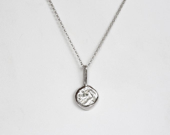 Molten Recycled Sterling Silver Coin Pendant - 20 inch Rolo Chain