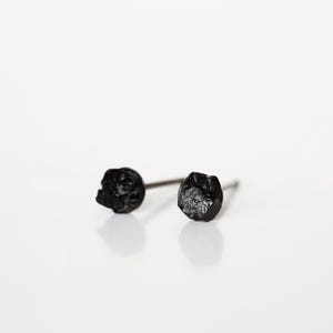Black Tourmaline Earrings, Raw Black Tourmaline Stud Earrings, Titanium Earrings, Hypoallergenic Earrings