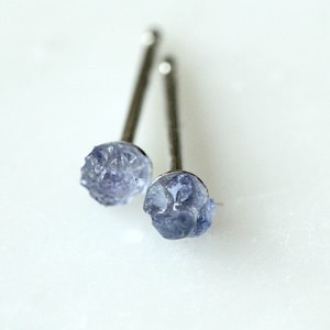 Tiny Tanzanite Stud Earrings, Natural Tanzanite Earrings, Gemstone Stud Earrings, Crystal Earrings, December Birthstone,