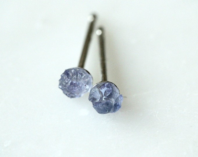 Tiny Tanzanite Stud Earrings, Natural Tanzanite Earrings, Gemstone Stud Earrings, Crystal Earrings, December Birthstone,