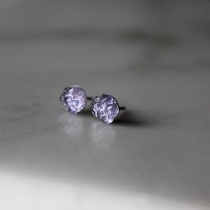 Tanzanite Stud Earrings: Sterling Silver, December Birthstone