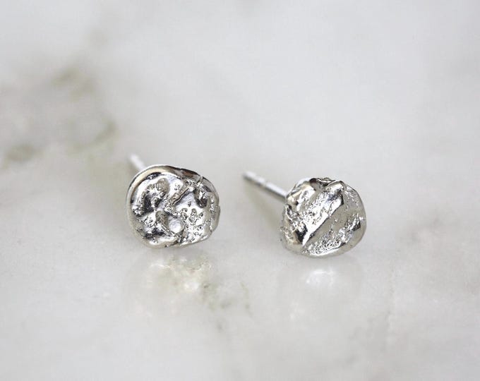 Molten Silver Stud Earrings, Recycled Silver Earrings, Organic Stud Earrings, Raw Silver Earrings