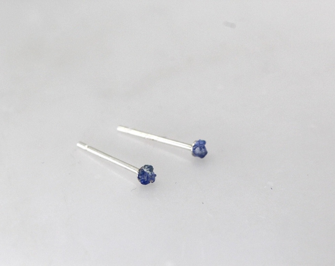 Sapphire Studs: Sterling Silver September Birthstone Earrings