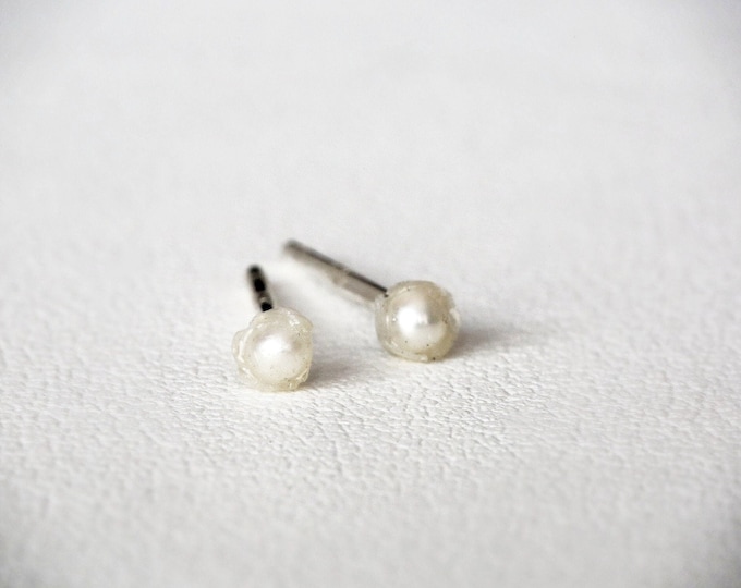 Mini Pearl Studs, Pearl Sterling Silver Earrings, Pearl Stud Earrings, Hypoallergenic Pearl Earrings, Unique Earrings Gift