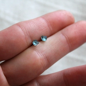 Apatiet-oorbellen: kleine groenblauwe edelstenen - titanium stiften
