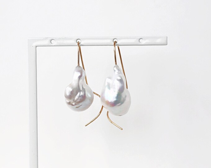 Baroque Pearl Dangle Earrings: 14K Gold-Filled or Sterling Silver