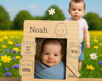 Personalized Baby Birth Stats Photo Frame SVG: Laser Cut Keepsake (Digital Download)
