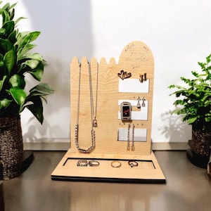 Organizzatore di gioielli SVG, espositore per gioielli con taglio laser, espositore per orecchini, espositore per gioielli con taglio laser vettoriale da 4 mm