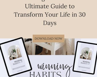 Winning Habits eBook + Printable Worksheets | Build Discipline, Boost Productivity & Motivation | Digital Self-Help Planner