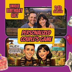 Aangepaste videogame voor stellen • Gepersonaliseerd verjaardagscadeau • Uniek cadeau voor vriend of vriendin • Speelbare ervaring voor twee