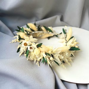Wedding Hair Wreath of natural flowers  Boho&Rustic floral crown for bride Flower girl or bridesmaid dried flower bridal headpiece