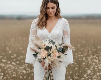 Bride bouquets personalized, Preserved rustic forever bouquet, Minimalist dried flowers, Custom wedding bouquet everlasting flowers