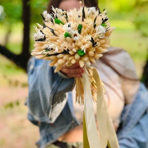 Bridal bouquet of dried flowers Wildflowers boho rustic natural wedding flowers Rustic Bridal&Bridesmaid bouquet with eucalyptus