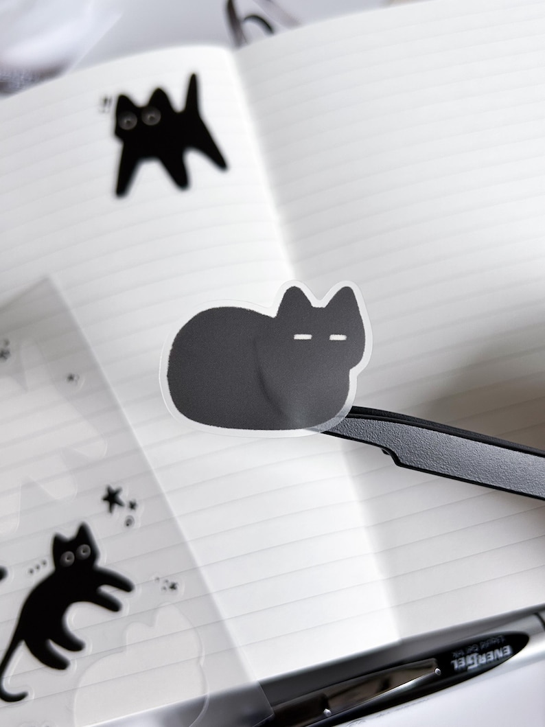 Black Cat and Stars Void Cat Sticker Sheet 4x6, Clear Transparent Sticker Sheet For Journal, Laptop, Water Bottle, Cute Kawaii Sticker Sheet bild 3