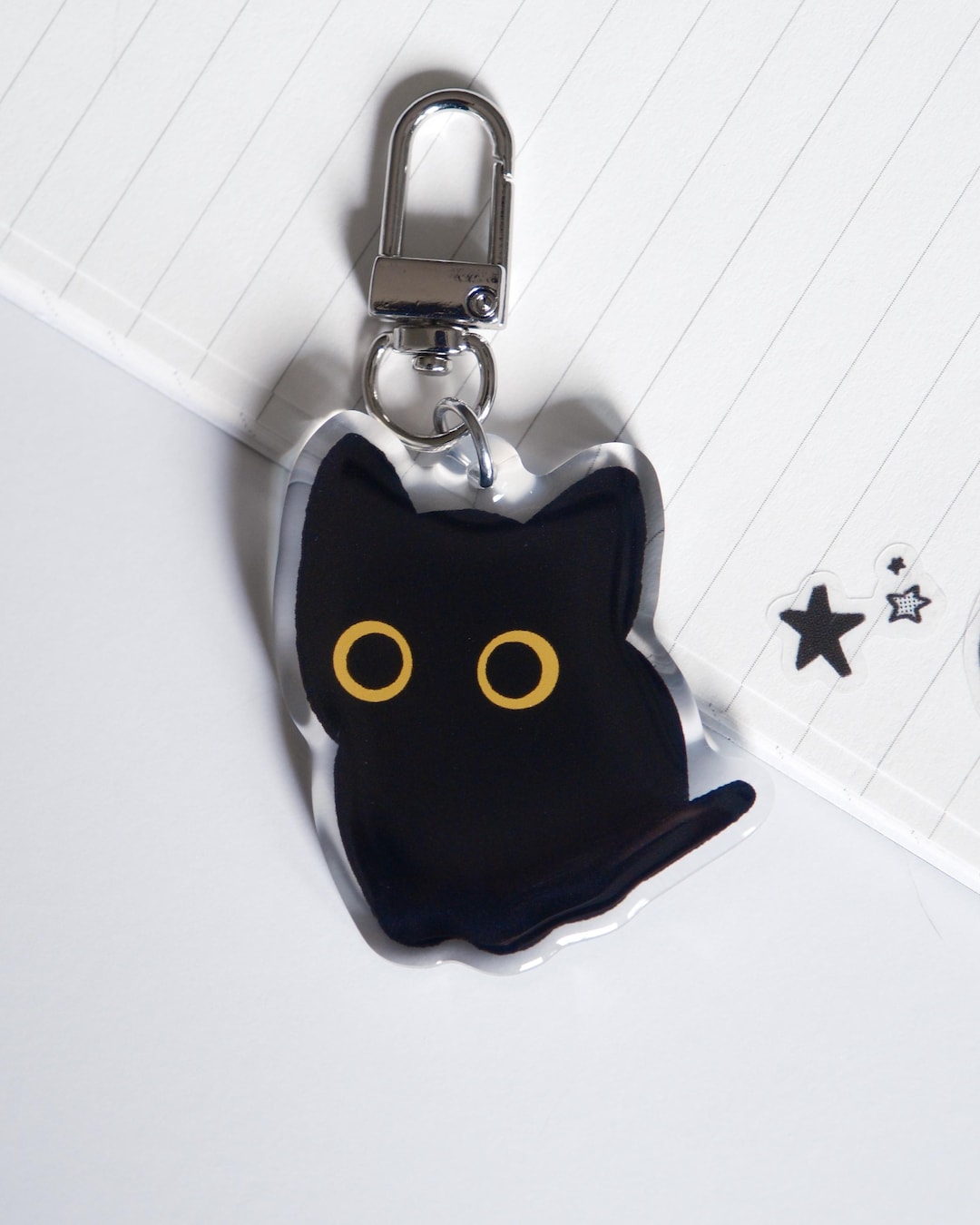 Black Cat Void Keychain, Cute Acrylic Keychain Accessory for Bags ...
