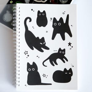 Black Cat and Stars Void Cat Reusable Sticker Book, Notebook Journal for Sticker Storage