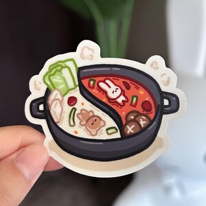 Hot Pot Food Bear Bunny Rabbit Sticker, Matte Vinyl Waterproof Sticker, Cute Cool Funny Sticker