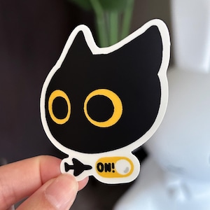 Black Cat Void Airplane Ears Sticker, Matte Vinyl Waterproof Sticker, Cute Cool Funny Sticker
