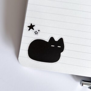 Black Cat and Stars Void Cat Sticker Sheet 4x6, Clear Transparent Sticker Sheet For Journal, Laptop, Water Bottle, Cute Kawaii Sticker Sheet bild 4