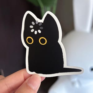 Black Cat Void Loading Sticker, Matte Vinyl Waterproof Sticker, Cute Silly Funny Sticker