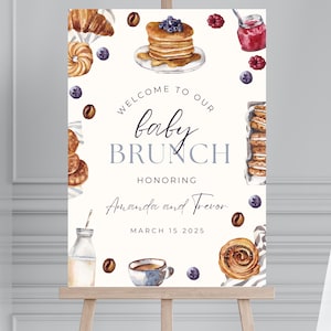 bearbeitbares Brunch Babyparty Willkommensschild sofortiger digitaler Download Vorlage Baby Mädchen Jungen Dekor Partydekoration Frühstückskaffee