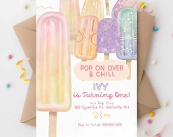 Summer Popsicle 1st Birthday Invite Popsicle 1st Birthday Printable Sweet One Birthday Invitation Summer Birthday Pool Party Invite