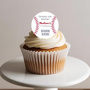 野球カップケーキトッパー ルーキー・オブ・ザ・イヤー 誕生日パーティーデコレーション 印刷可能 野球テーマ デザートデコレーション スポーツ 誕生日パーティー用品