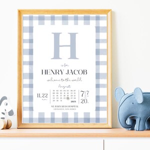 Baby Stats Birth Print Baby Boy Birth Poster Birth Details Printable Wall Art Newborn Keepsake Gift Nursery Decor Gift for New Parents