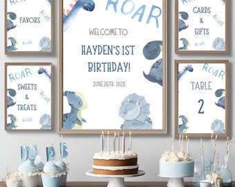 ONEasaurus 1st Birthday Party Sign Bundle Dinosaur 1st Birthday Printable Signage Dinosaur Birthday Decor Signs Dinosaur Party Decorations