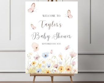 Schmetterling-Babyparty-Willkommensschild Schmetterlings-Dusche-Willkommens-Party-Dekor-Zeichen Schmetterlings-Willkommens-Poster-Zeichen Schmetterlings-Dusche-Dekor-Zeichen