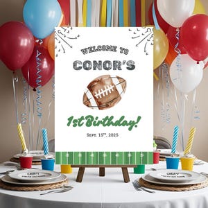 First Down Football Birthday Welcome Sign Football 1st Birthday Party Welcome Sign Football Party Decor Signs Sports Themed Birthday Signs