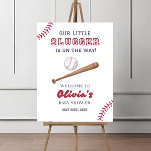 Baseball Baby Shower Welcome Sign Little Slugger Baseball Poster Sign Baseball Baby Sprinkle Sign Sports Themed Shower Decor Welcome Sign