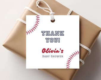 Etiquetas de regalo para baby shower con temática de béisbol, etiquetas de regalo para fiesta de baby shower para niño, etiquetas de regalo para fiesta con temática deportiva, etiqueta de regalo de béisbol digital, regalo de fiesta, agradecimiento