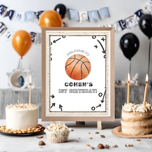 Basketball Birthday Welcome Sign Printable All Star Sports Party Large Welcome Poster Template Party Extras