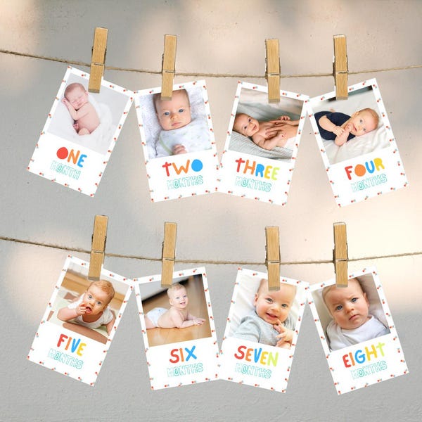 One is Fun Monthly Photo Birthday Banner First Birthday Party Decor Boys 1st Birthday Banner Digital Printable Photo Party Signs