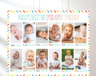 One is Fun Monthly Photo 1st Birthday Sign Monthly Photo Birthday Poster Monthly Milestone Photo Board First Year Birthday Party Decor Sign