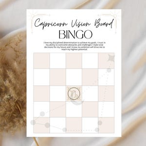 Bingokaart Steenbok Manfiestion Zodiac Vision Board – Afdrukbare digitale download voor manifestatie en inspiratie – Versterking van zelfzorg
