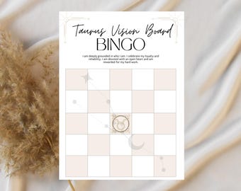 Taurus Zodiac Manifestation Vision Board Bingo Card – Printable Digital Download for Manifestation & Inspiration –Empowering Self-Care Tool